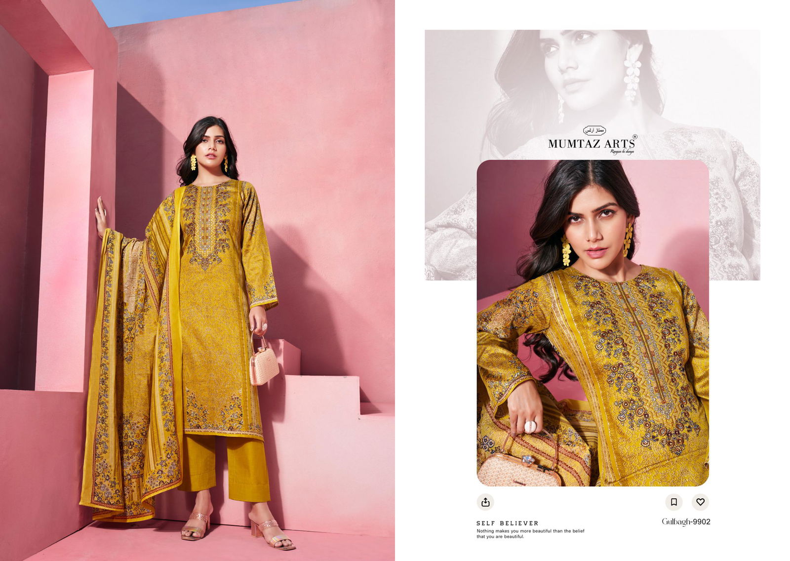 Gulbagh By Mumtaz Jam Satin Digital Printed Dress Material Suppliers In India